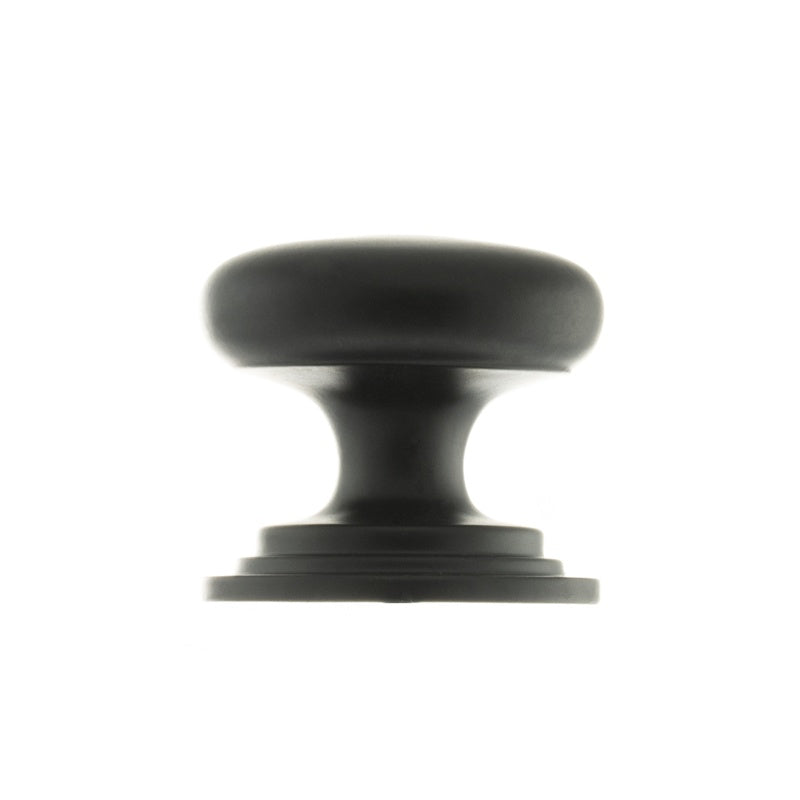 Old English Lincoln Solid Brass Victorian Knob 38mm on Concealed Fix - Matt Black - Each