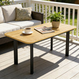 Outsunny Outdoor Garden Coffee Table, Garden Table with Slatted Wood Plastic Composite Top and Metal Frame, Brown