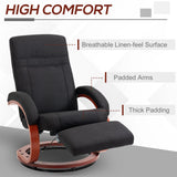 HOMCOM 135 Manual Reclining Swivel Chair, with Footrest - Black
