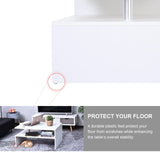 HOMCOM Coffee Table with Storage, 2-Tier Centre Table, Modern Living Room Table with Open Shelf and Aluminium Poles, White