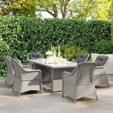 Outsunny Seven-Piece Rattan Dining Set - Mixed Grey