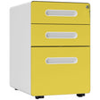 Vinsetto 3 Drawer Filing Cabinet, Steel Lockable File Cabinet with Lock and Wheels, for A4, Letter, Legal Sized Files, Yellow