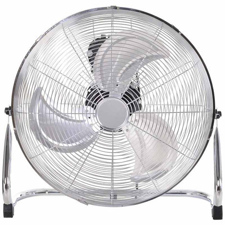 HOMCOM 20" Chrome Metal Floor Fan with Tilting, High Velocity, 3 Speed, Portable Gym Fan for Home Office, Silver