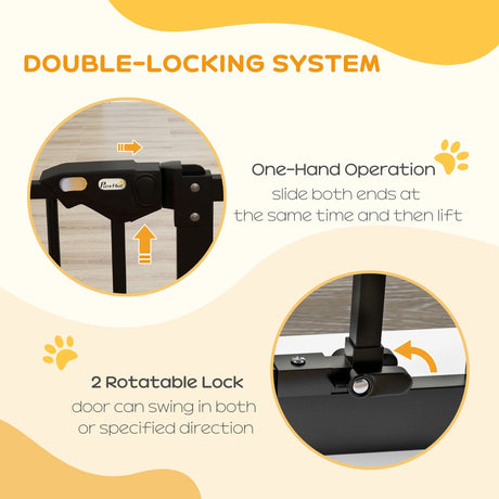 PawHut Adjustable Safety Gate w/ One Extensions, Four Adjustable Screws, Black