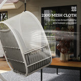 Outsunny Hanging Egg Chair Outdoor Indoor, Swing Hammock Chair with Stand, Cushions, Lumbar Pillow, Adjustable Height and Steel Frame for Garden Patio Lounge Porch, Light Grey
