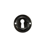 Old English Solid Brass Open Key Hole Escutcheons - Black Nickel - Pair