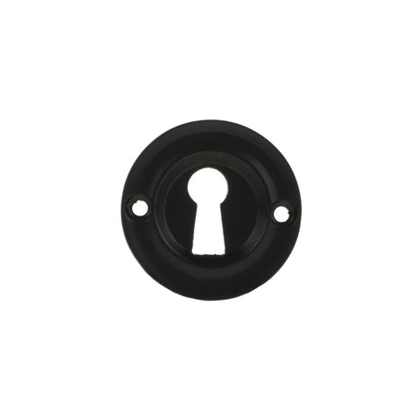 Old English Solid Brass Open Key Hole Escutcheons - Matt Black - Pair