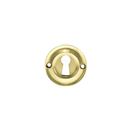 Old English Solid Brass Open Key Hole Escutcheons - Polished Brass - Pair