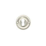 Old English Solid Brass Open Key Hole Escutcheons - Satin Nickel - Pair