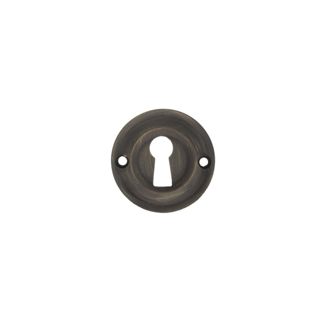 Old English Solid Brass Open Key Hole Escutcheons - Urban Bronze - Pair