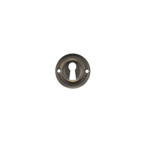 Old English Solid Brass Open Key Hole Escutcheons - Urban Dark Bronze - Pair