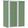 Outsunny 5ft x 3ft Garden Metal Storage Shed, Outdoor Tool Shed with Sloped Roof, Lockable Door for Tools, Equipment, Light Green