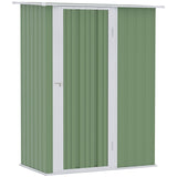 Outsunny 5ft x 3ft Garden Metal Storage Shed, Outdoor Tool Shed with Sloped Roof, Lockable Door for Tools, Equipment, Light Green