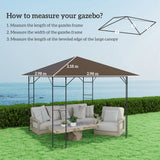 Outsunny 3 x 3(m) Gazebo Canopy Replacement Cover, Garden Gazebo Roof Replacement with Drain Holes, Water-resistant Plastic Coating, 370g/, UPF30+, TOP COVER ONLY, Brown