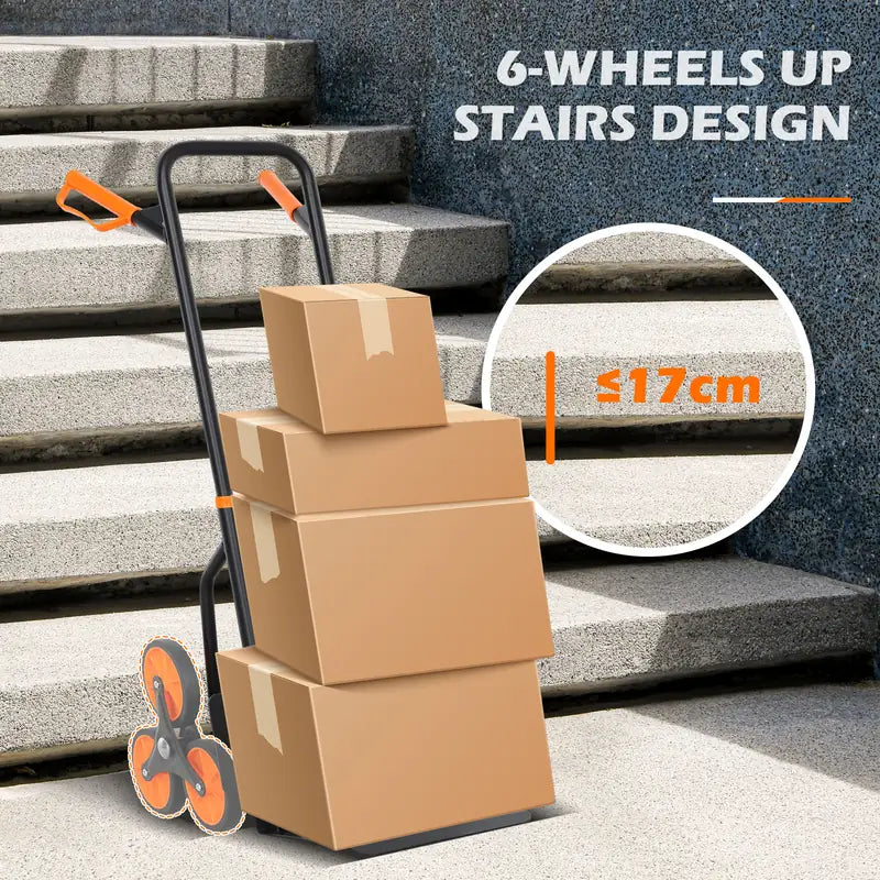 DURHAND Six-Wheel Folding  Sack Barrow Trolley - Black/Orange