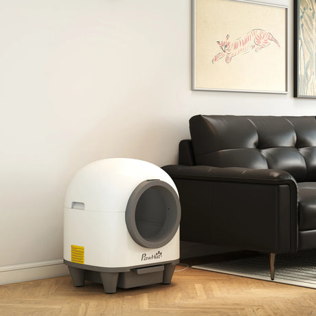 PawHut 80L Extra Large Self Cleaning Cat Litter Tray with APP Control, Safety Protection, Odor Removal, Rubbish Bag for Multiple Kittens