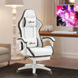 Vinsetto Computer Gaming Chair, PU Leather Office Desk Chair with Footrest, Swivel Wheels, 135 Reclining Back, Lumbar Support, Headrest for Home, White and Black