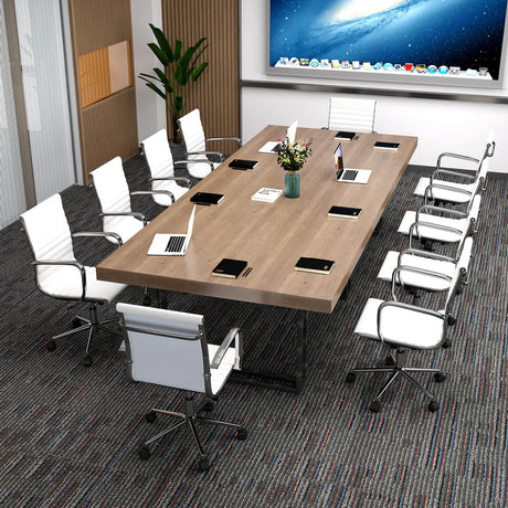 Ribbed Executive Office Chair Adjustable Swivel PU Leather Conference Chair-White
