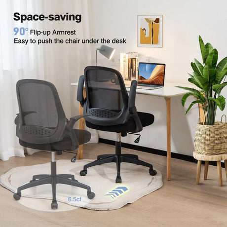 360Swivel Mesh Office Chair with Flip-up Armrest for Home & Office