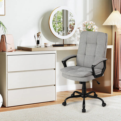 Height-adjustable Office Chair with Rocking Function and Armrest-Grey