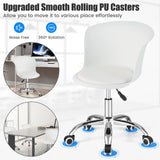 Set of 2 Office Desk Chair with Ergonomic Backrest and Soft Padded PU Leather Seat-White