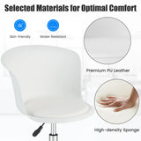 Set of 2 Office Desk Chair with Ergonomic Backrest and Soft Padded PU Leather Seat-White