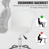 Set of 2 Office Desk Chair with Ergonomic Backrest and Soft Padded PU Leather Seat-White