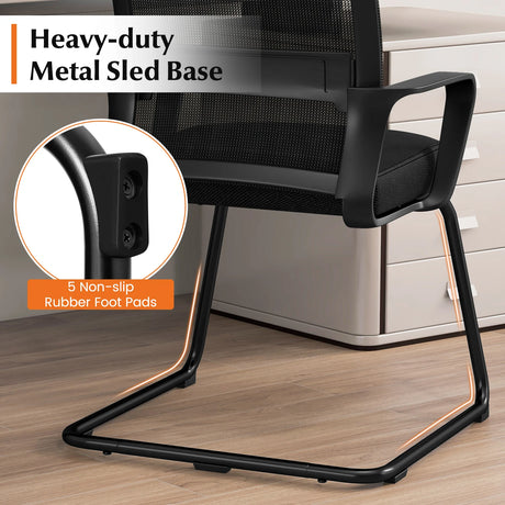 Office Guest Chair with Lumbar Support for Waiting Room-2 Pieces
