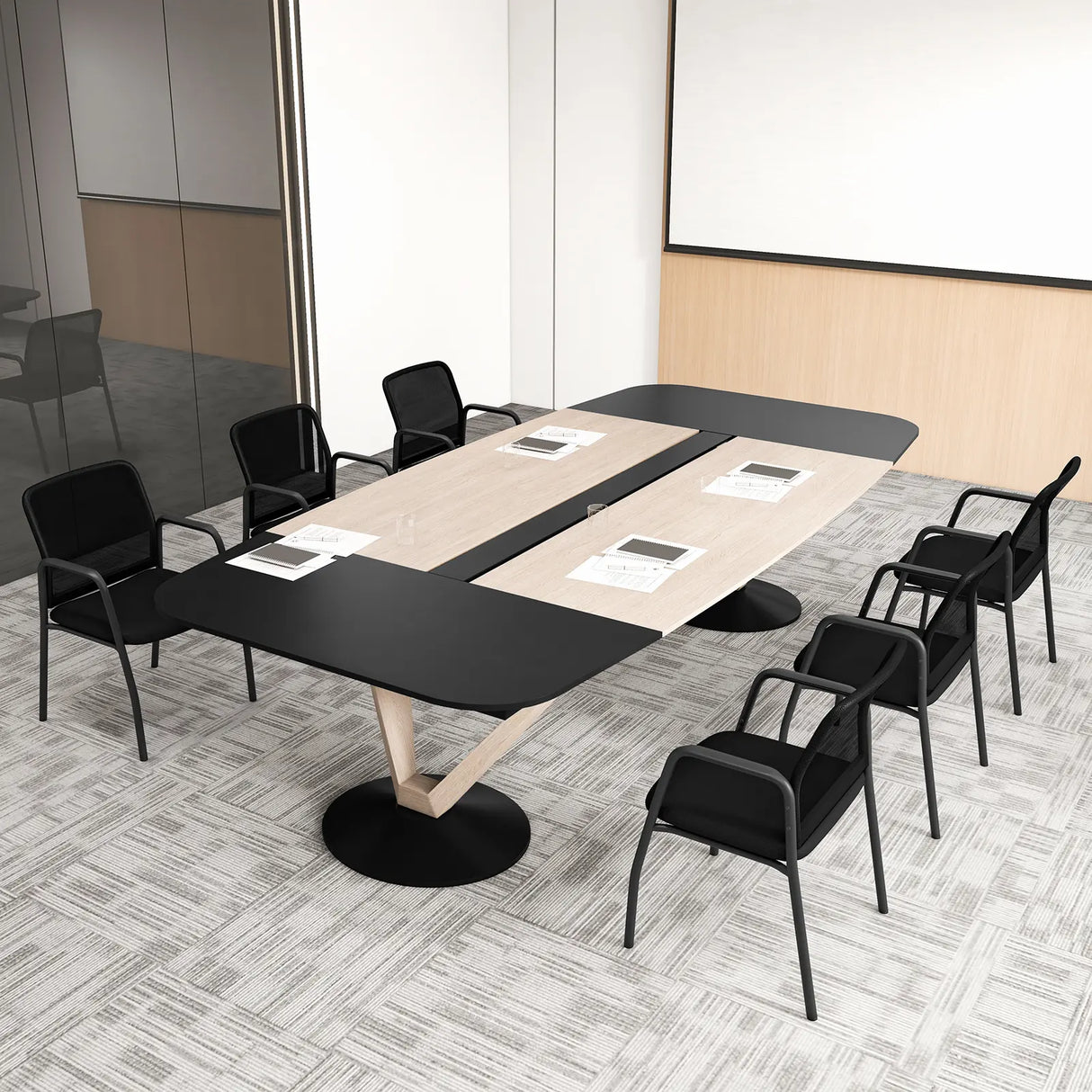 Waiting Room Chair Set of 2 Office Guest Chairs with Ergonomic Mesh Backrest-Black