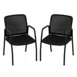 Waiting Room Chair Set of 2 Office Guest Chairs with Ergonomic Mesh Backrest-Black