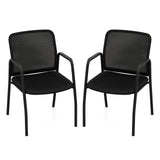 Waiting Room Chair Set of 2 Office Guest Chairs with Ergonomic Mesh Backrest-Black