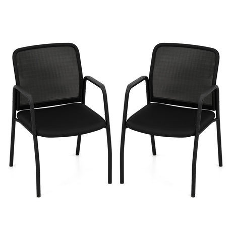Waiting Room Chair Set of 2 Office Guest Chairs with Ergonomic Mesh Backrest-Black
