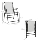 Outsunny Set of 6 Patio Folding Chair Set, Garden Portable Outdoor Chairs with Armrest and Breathable Mesh Fabric Seat and Backrest, for Camping, Beach, Deck, Lawn, Cream White