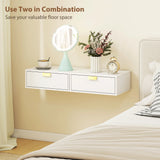 HOMCOM Modern Floating Nightstands Set of 2, Wall Mounted Bedside Tables with Wave Drawer White