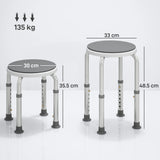 HOMCOM 360 Swivel Shower Chair, Height Adjustable Aluminium Shower Stool with Non-Slip Feet for Disabled, Elderly, Grey