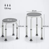 HOMCOM 360 Swivel Shower Chair, Height Adjustable Aluminium Shower Stool with Non-Slip Feet for Disabled, Elderly, Grey