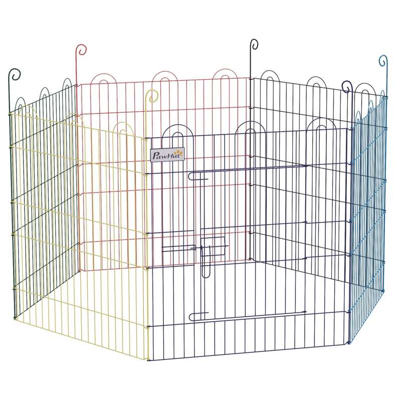 PawHut Pet Playpen Crate, with Six Panels, Door, for Indoors and Outdoors