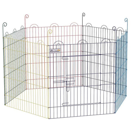 PawHut Pet Playpen Crate, with Six Panels, Door, for Indoors and Outdoors