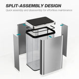 HOMCOM 40L Sensor Bin with Quiet Soft-Close Lid, Automatic Touchless Motion Sensor Kitchen Bin with Fingerprint Resistant Stainless Steel for Hygienic Gyms, Home Office Use, Silver Tone