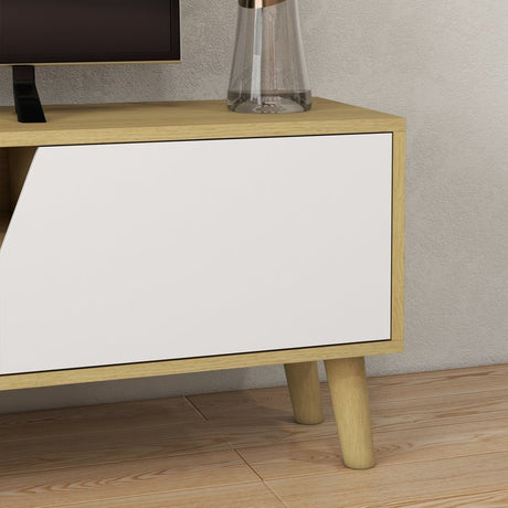 HOMCOM Scandinavian-Style TV Cabinet, with Storage - Wood-Effect/White