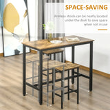 HOMCOM Industrial Bar Stools, Set of 2 Kitchen Breakfast Bar Chairs with Footrest, Counter Height Island Stools for Dining Area, Home Pub, Rustic Brown