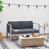Outsunny Two-Seater Aluminium Garden Sofa - Grey