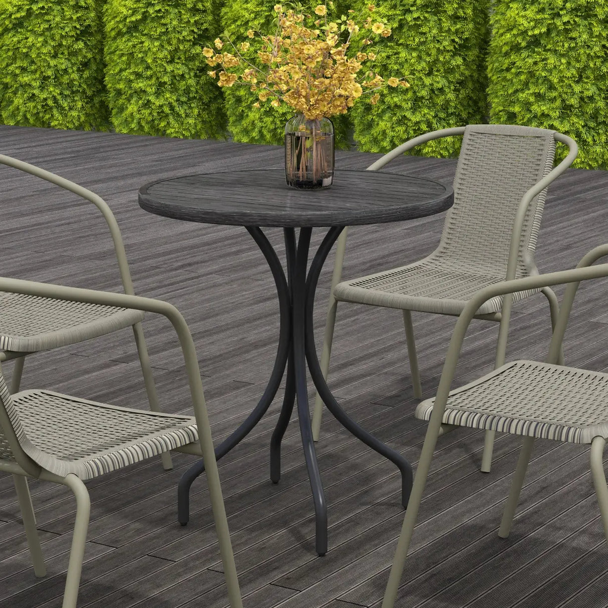 Outsunny 66cm Galvanised Steel Garden Table - Grey