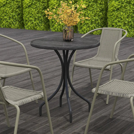 Outsunny 66cm Galvanised Steel Garden Table - Grey