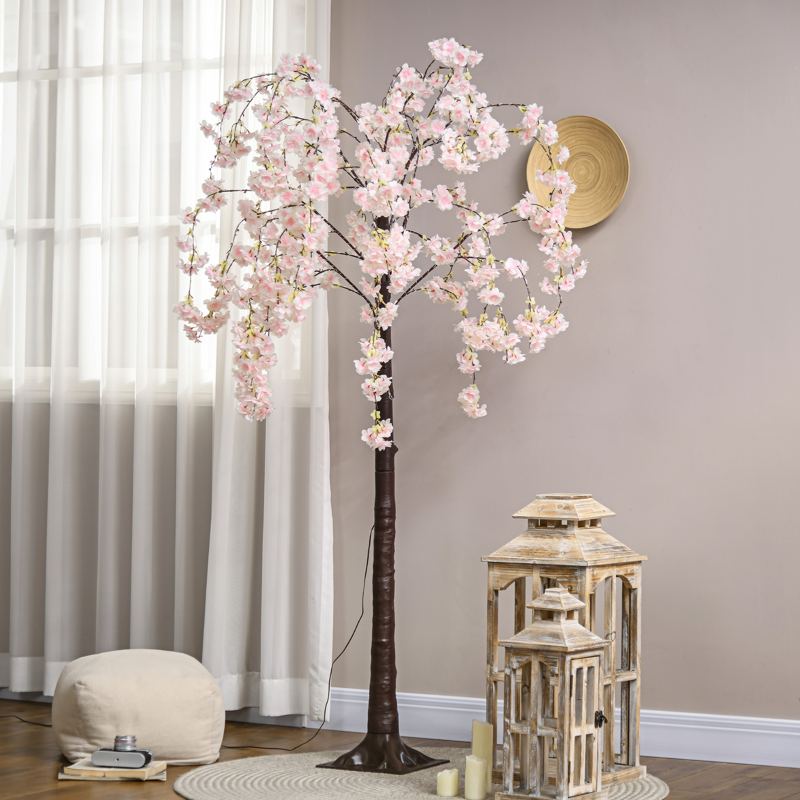 HOMCOM 450 LED Light Decorative Artificial Blossom Tree - Pink