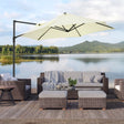 Outsunny 2.5M Garden Cantilever Parasol, Offset Roma Patio Umbrella Hanging Sun Shade Canopy Shelter with 360 Rotation and Cross Base, Beige