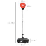HOMCOM Punching Bag with Stand, 132-158cm Adjustable Height, for Teens, Red/Black