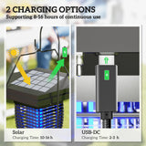 Outsunny 2-in-1 Electric Fly Zapper with UVA Light, Hanging Garden Lantern, Solar and USB-DC Rechargeable Insect Mosquito Bug Zapper, Fly Killer for Indoor and Outdoor Use, Black