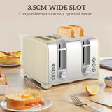HOMCOM Retro 3000W Kettle and Toaster Set - Cream