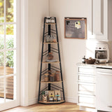 HOMCOM Corner Bookcase, 5-Tier Floor Standing Bookshelf, Shelving Unit for Living Room, Study, Bedroom, Natural Wood Finish